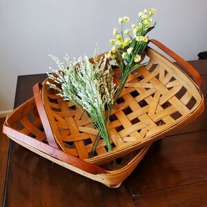 Square Farmhouse Lattice Decor Basket
